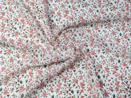 Шифон креповий райський сад, молочний - інтернет-магазин tkani-atlas.com.ua