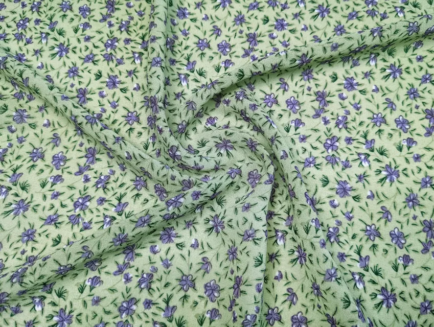 Шифон креповий райський сад, оливковий - фото 1 - інтернет-магазин tkani-atlas.com.ua