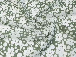 Шифон креповий квіткова примха, оливковий - інтернет-магазин tkani-atlas.com.ua
