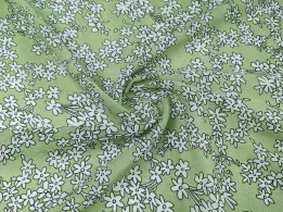 Шифон креповий квіткові акценти, блідо-салатовий - інтернет-магазин tkani-atlas.com.ua