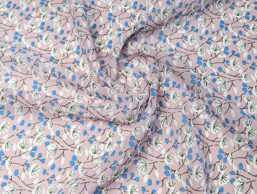Шифон креповий квітковий прованс, лілово-бузковий - фото 1 - інтернет-магазин tkani-atlas.com.ua