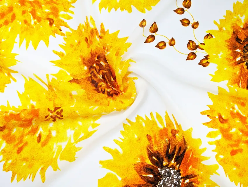 Шифон креповый подсолнух, желтый - фото 1 - интернет-магазин tkani-atlas.com.ua