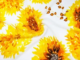 Шифон креповий соняшник, жовтий - інтернет-магазин tkani-atlas.com.ua