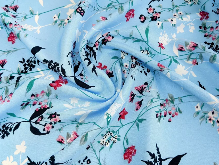 Софт принт цветочное плетение, голубой - фото 1 - интернет-магазин tkani-atlas.com.ua