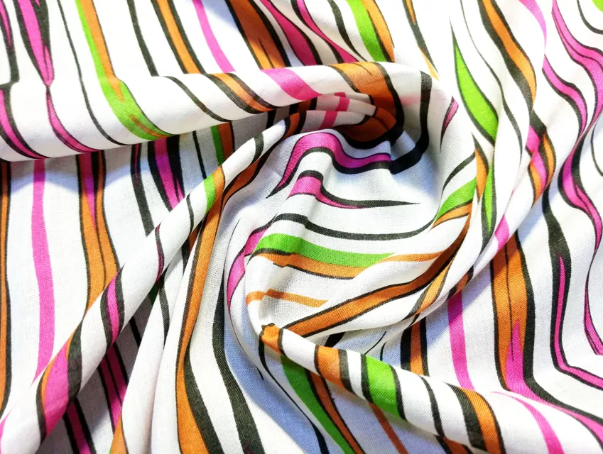 Штапель разноцветная полоска, разноцветная - фото 1 - интернет-магазин tkani-atlas.com.ua