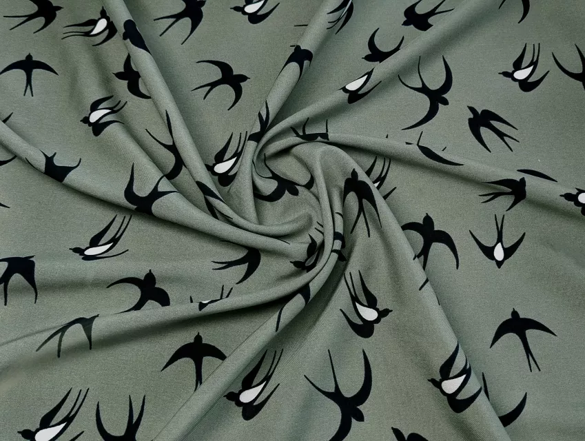 Софт принт ластівки, сірий хакі - фото 1 - інтернет-магазин tkani-atlas.com.ua