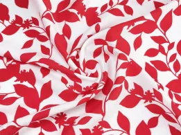 Штапель цветочное плетение, красный - интернет-магазин tkani-atlas.com.ua