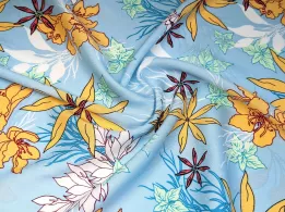 Штапель великі квіти, блакитний - інтернет-магазин tkani-atlas.com.ua