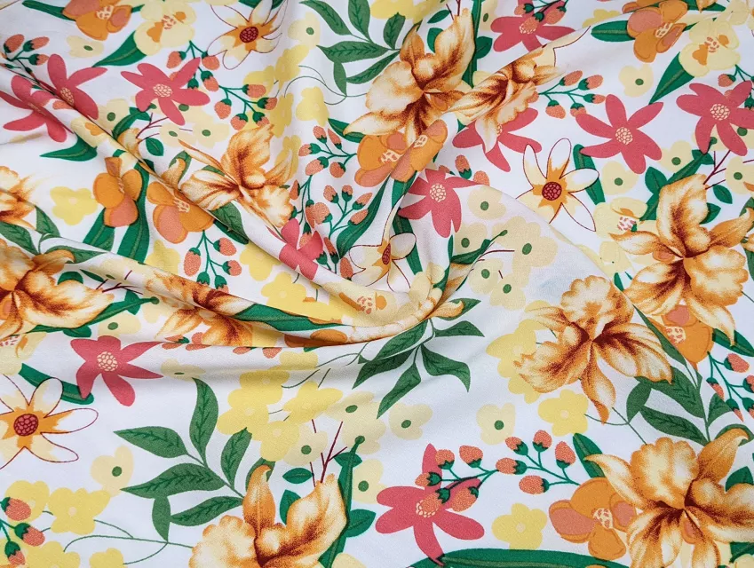 Штапель квіткова примха, жовтий - фото 1 - інтернет-магазин tkani-atlas.com.ua