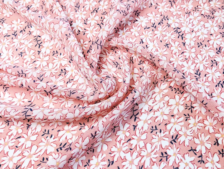 Шифон креповий весняний політ, рожево-персиковий - фото 1 - інтернет-магазин tkani-atlas.com.ua