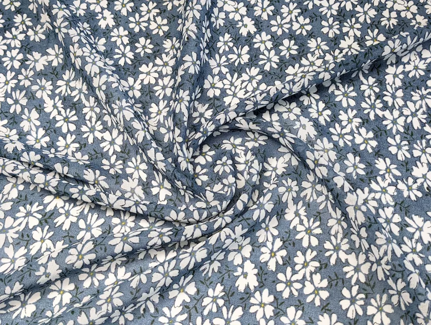 Шифон креповий весняний політ, джинсовий - фото 1 - інтернет-магазин tkani-atlas.com.ua