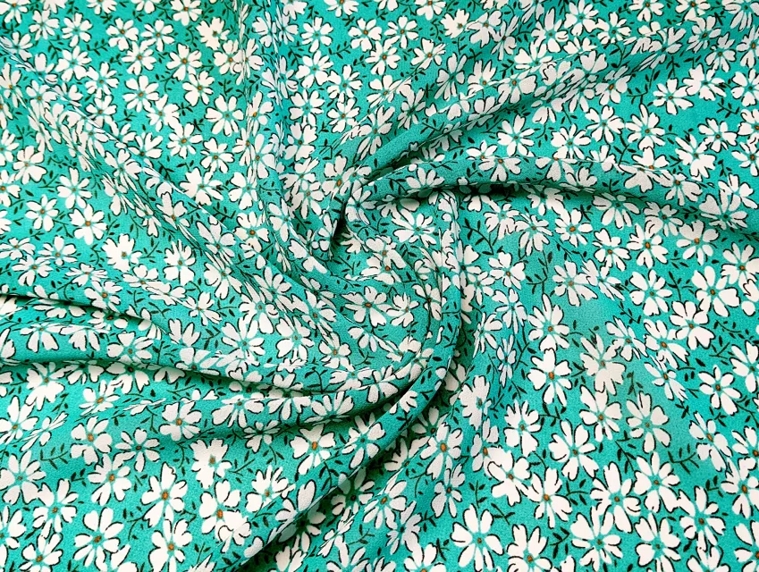 Шифон креповий весняний політ, бірюзовий - фото 1 - інтернет-магазин tkani-atlas.com.ua