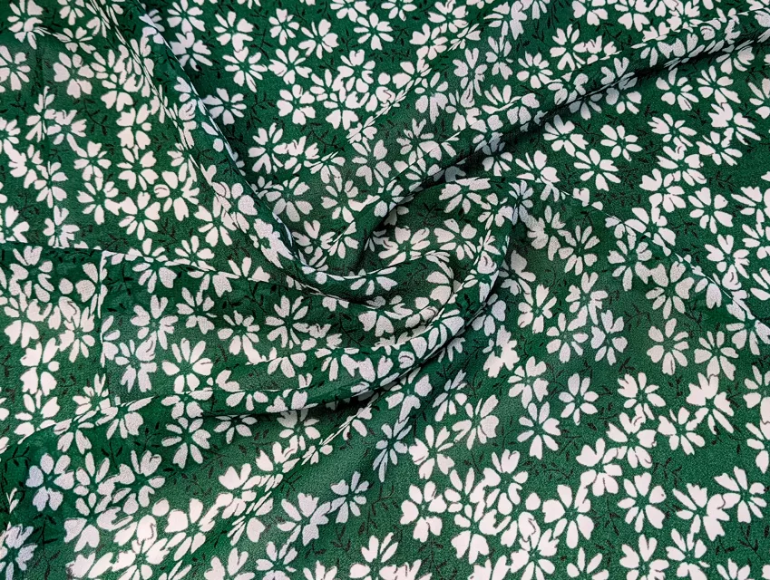 Шифон креповий весняний політ, смарагдовий - фото 1 - інтернет-магазин tkani-atlas.com.ua