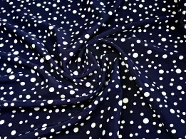 Софт принт нерівномірні горошки, темно-синій - інтернет-магазин tkani-atlas.com.ua