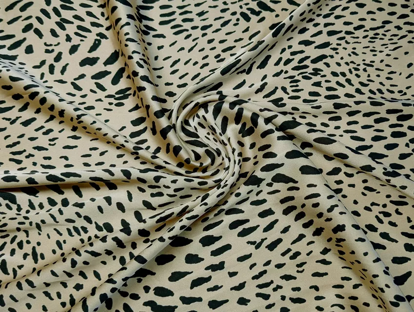Шовк Армані леопард, чорний на бежевому - фото 1 - інтернет-магазин tkani-atlas.com.ua
