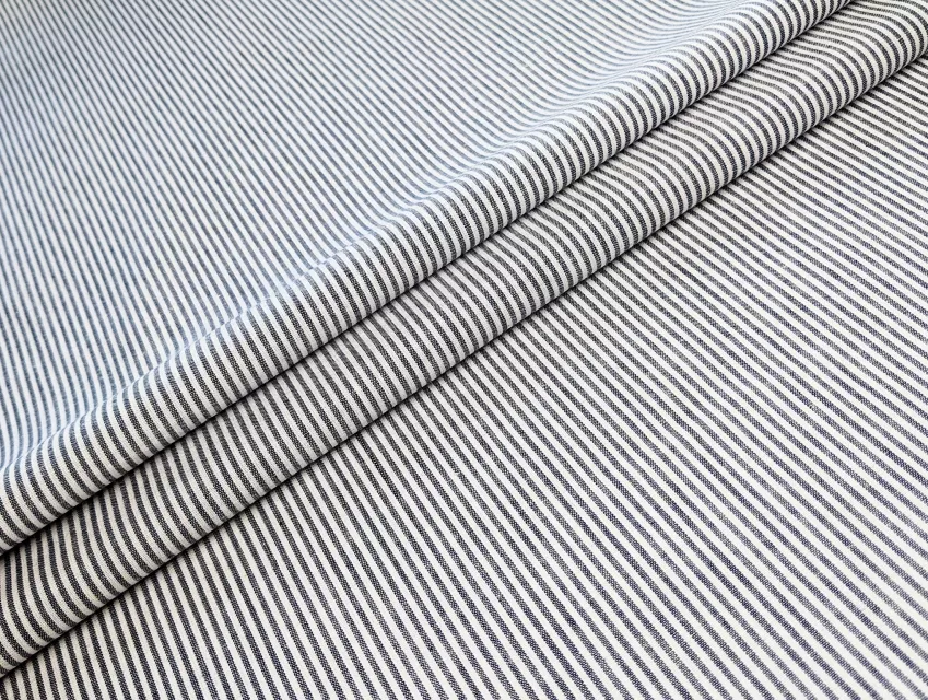 Котон рубашка смужка 2 мм, темно-синій - фото 1 - інтернет-магазин tkani-atlas.com.ua
