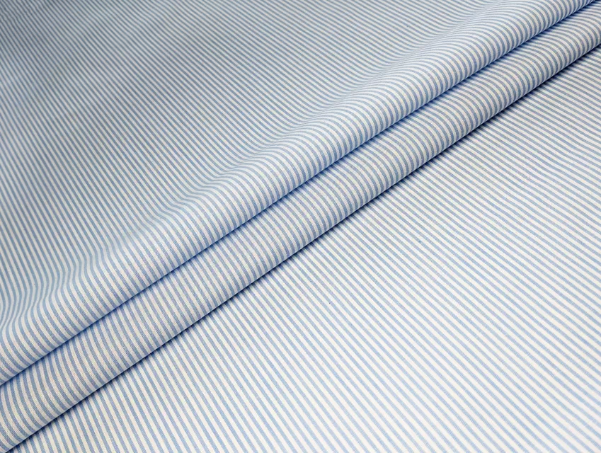 Коттон рубашка полоска 2 мм, небесно-голубой - фото 1 - интернет-магазин tkani-atlas.com.ua