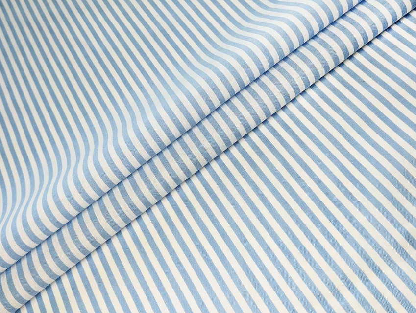 Коттон рубашка полоска 4 мм, небесно-голубой - фото 1 - интернет-магазин tkani-atlas.com.ua