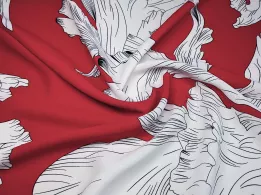 Американський креп малюнок великий орнамент, червоний - інтернет-магазин tkani-atlas.com.ua