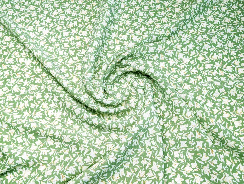 Американський креп малюнок маленька квіточка, олива - фото 1 - інтернет-магазин tkani-atlas.com.ua