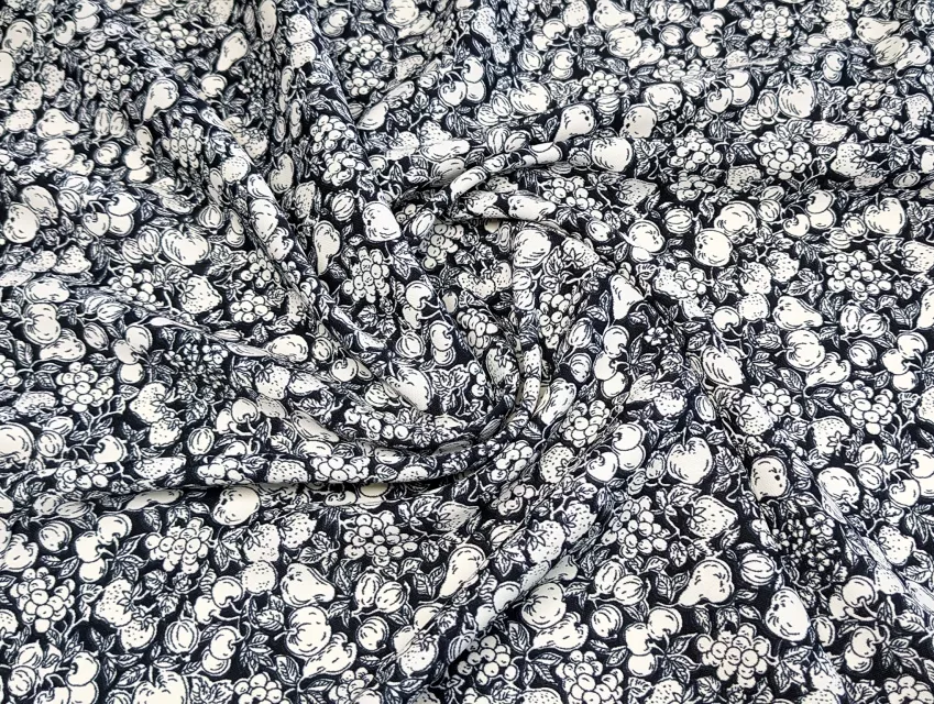 Твіл платтяний фруктовий сад, чорний - фото 1 - інтернет-магазин tkani-atlas.com.ua