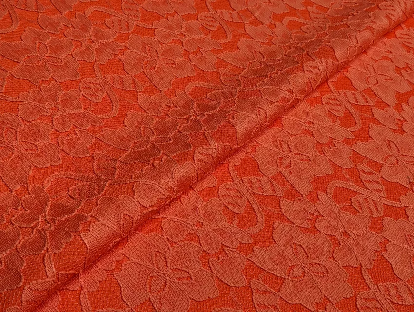 Трикотаж гіпюр квіткові візерунки, помаранчевий - фото 1 - інтернет-магазин tkani-atlas.com.ua