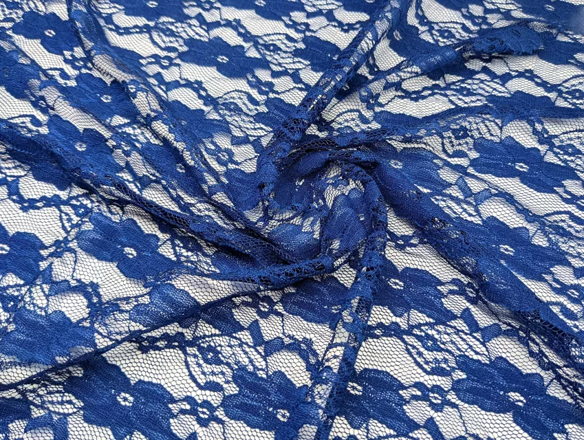 Гипюр стрейчевый цветочная нежность, синий - фото 1 - интернет-магазин tkani-atlas.com.ua