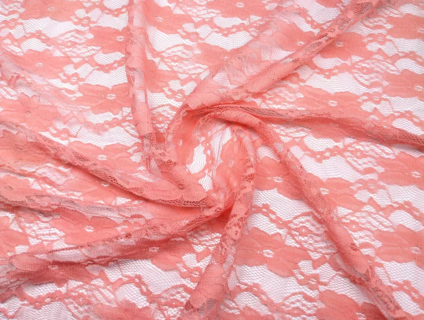 Гіпюр стрейчевий квіткова ніжність, персиковий - фото 1 - інтернет-магазин tkani-atlas.com.ua