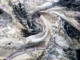 Атлас-шифон ремінці, бузковий на сірому - інтернет-магазин tkani-atlas.com.ua