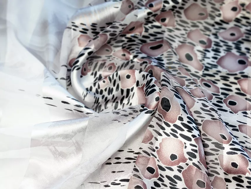 Атлас-шифон двухсторонний купон, фрезовый с серым - фото 1 - интернет-магазин tkani-atlas.com.ua