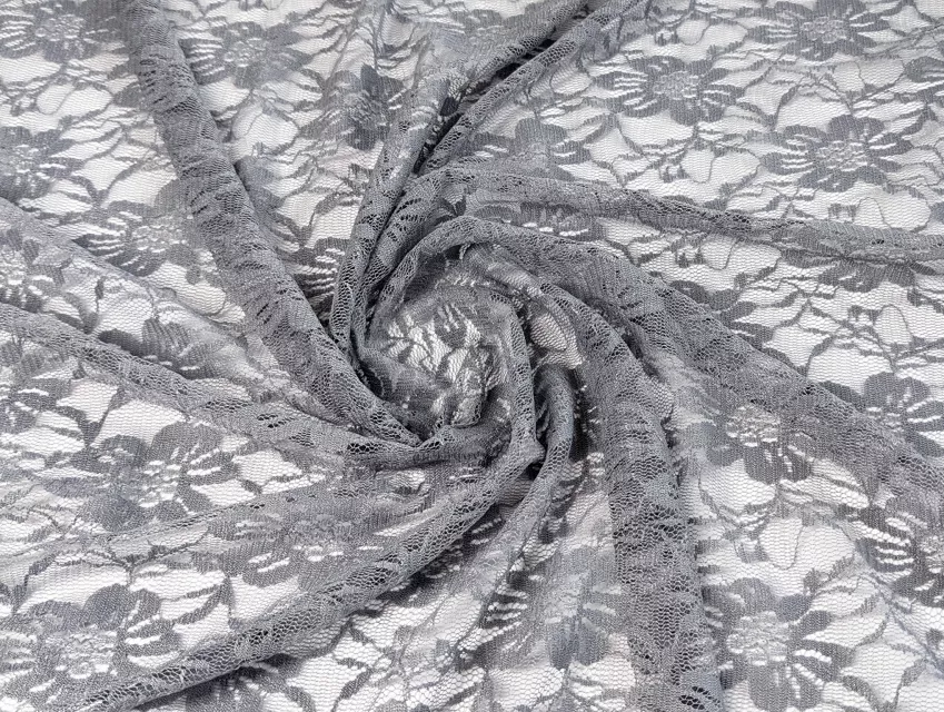 Гіпюр стрейчевий квіткова казка, сірий - фото 1 - інтернет-магазин tkani-atlas.com.ua