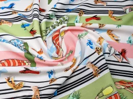 Віскоза слаб модниці, салатовий з рожевим - інтернет-магазин tkani-atlas.com.ua