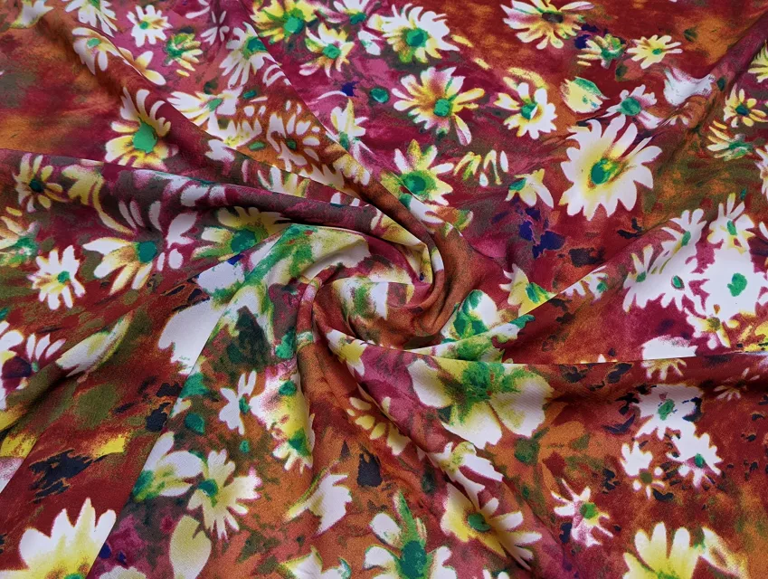 Стрейч віскоза квітковий, світло-коричневий - фото 1 - інтернет-магазин tkani-atlas.com.ua