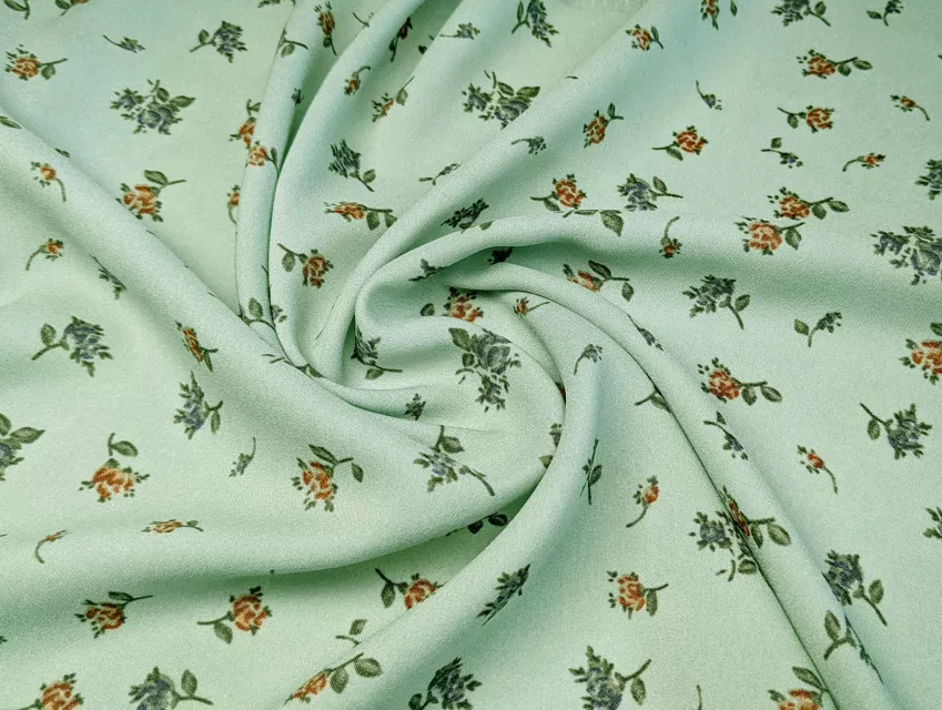 Шифон атласний маленька квіточка, ментоловий - фото 1 - інтернет-магазин tkani-atlas.com.ua