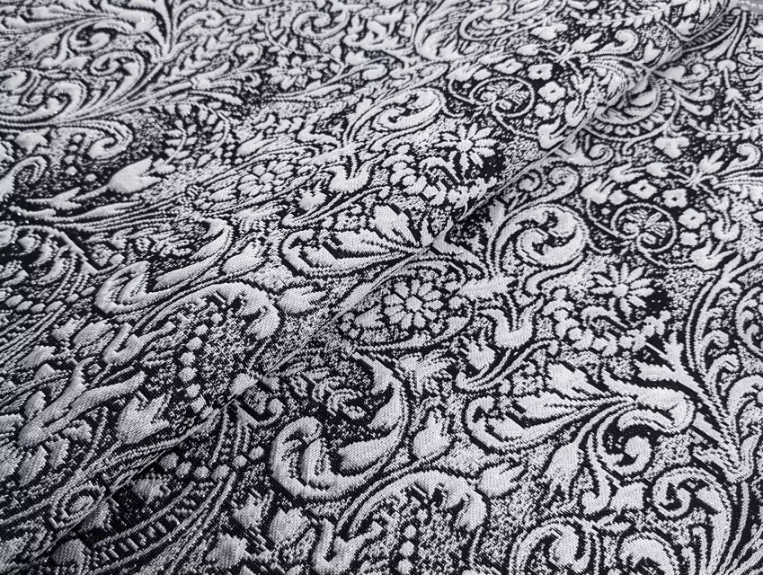 Парча квіткове плетіння, срібло - фото 1 - інтернет-магазин tkani-atlas.com.ua