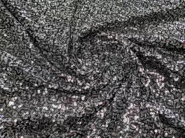 Паєтка на трикотажній основі уцінка (текстильний недолік), срібло на чорному - інтернет-магазин tkani-atlas.com.ua
