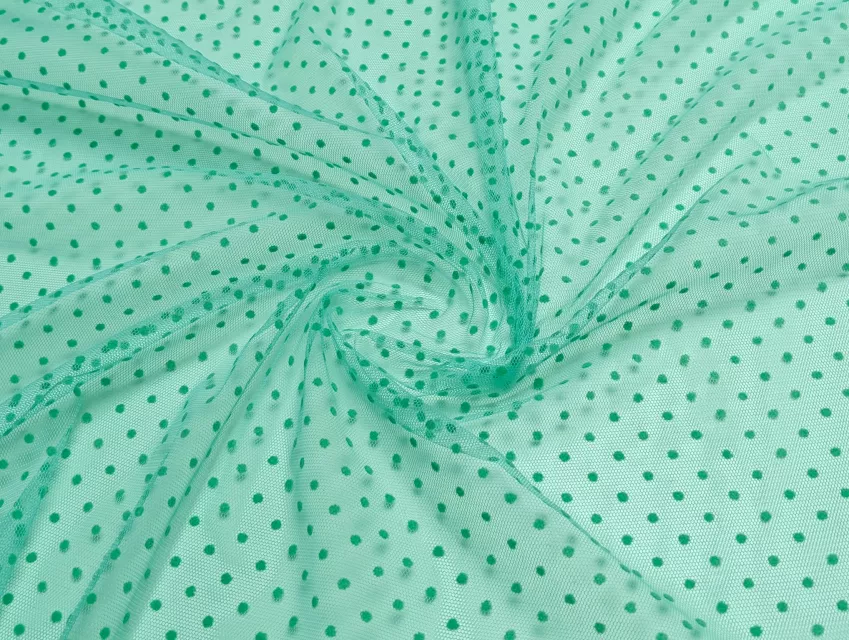 Сетка флок горошки 3 мм, мята - фото 1 - интернет-магазин tkani-atlas.com.ua