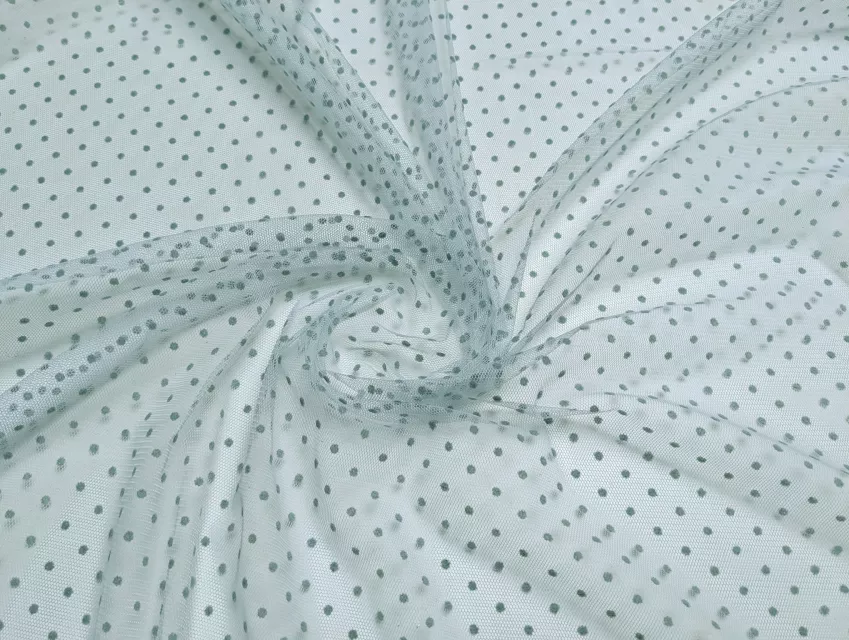 Сітка флок горошки 3 мм, сіро-блакитний - фото 1 - інтернет-магазин tkani-atlas.com.ua