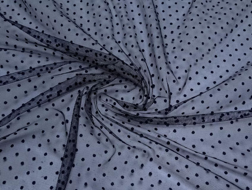 Сетка флок горошки 3 мм, темно-синий - фото 1 - интернет-магазин tkani-atlas.com.ua