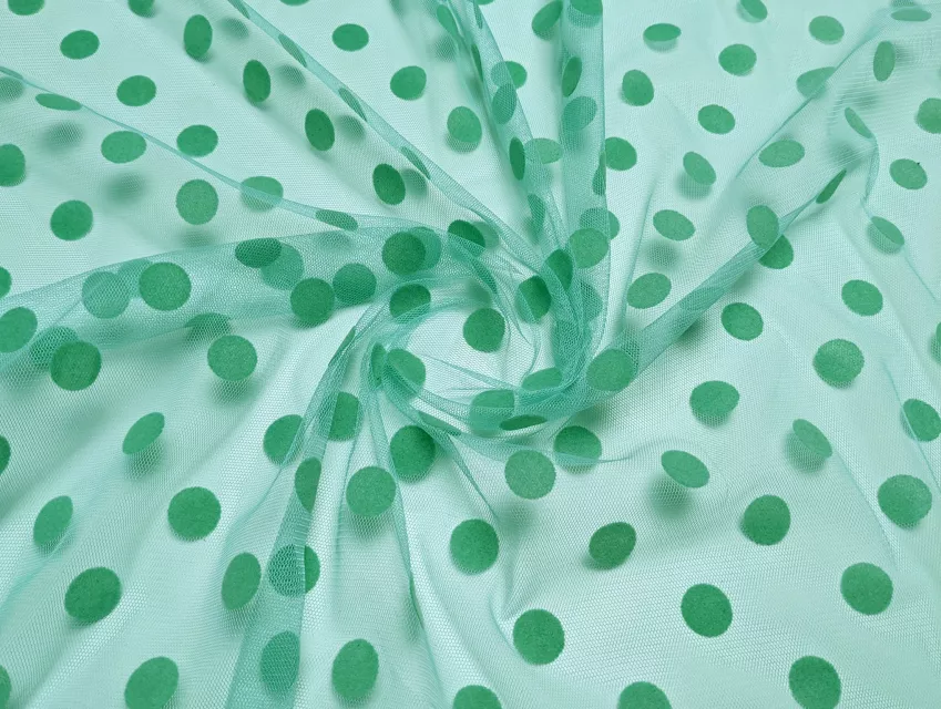 Сітка флок горошки 17 мм, м'ята - фото 1 - інтернет-магазин tkani-atlas.com.ua