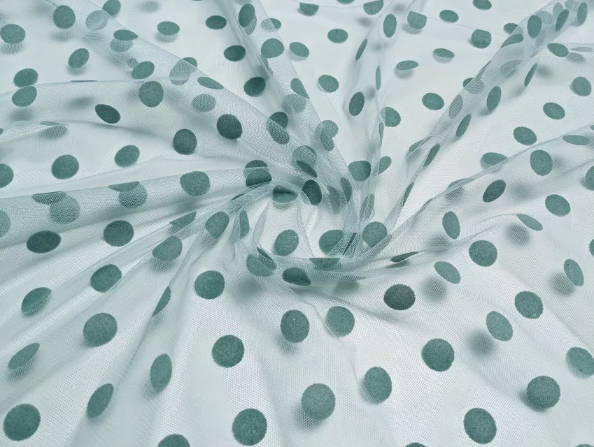 Сітка флок горошки 17 мм, сіро-блакитний - фото 1 - інтернет-магазин tkani-atlas.com.ua