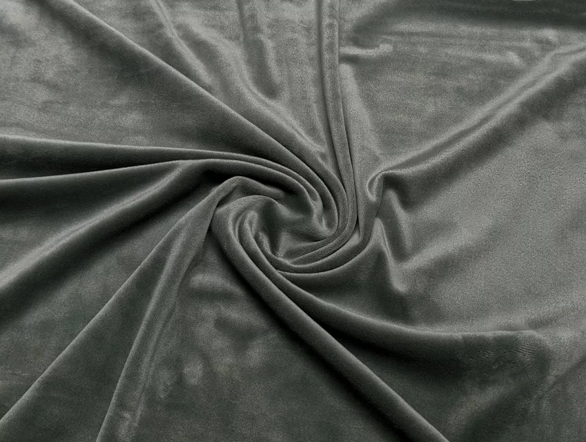 Бархат на трикотаже плюш, серый хаки - фото 1 - интернет-магазин tkani-atlas.com.ua