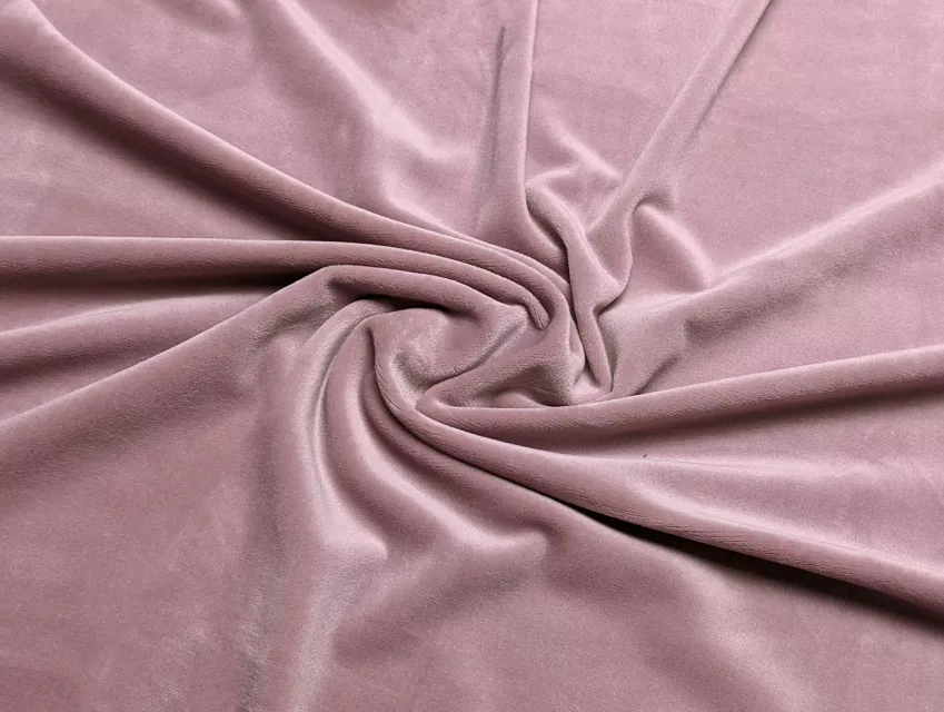 Бархат на трикотаже плюш, розовая пудра - фото 1 - интернет-магазин tkani-atlas.com.ua