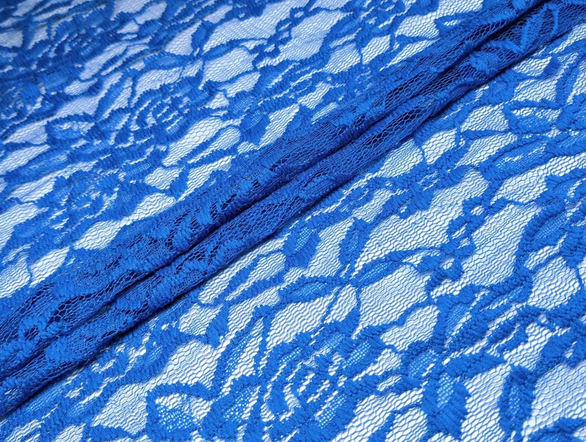 Гіпюр фактурний квіткові візерунки, електрик - фото 1 - інтернет-магазин tkani-atlas.com.ua