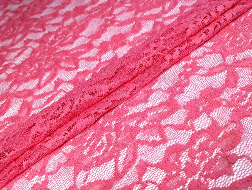 Гіпюр фактурний квіткові візерунки, рожевий - фото 1 - інтернет-магазин tkani-atlas.com.ua
