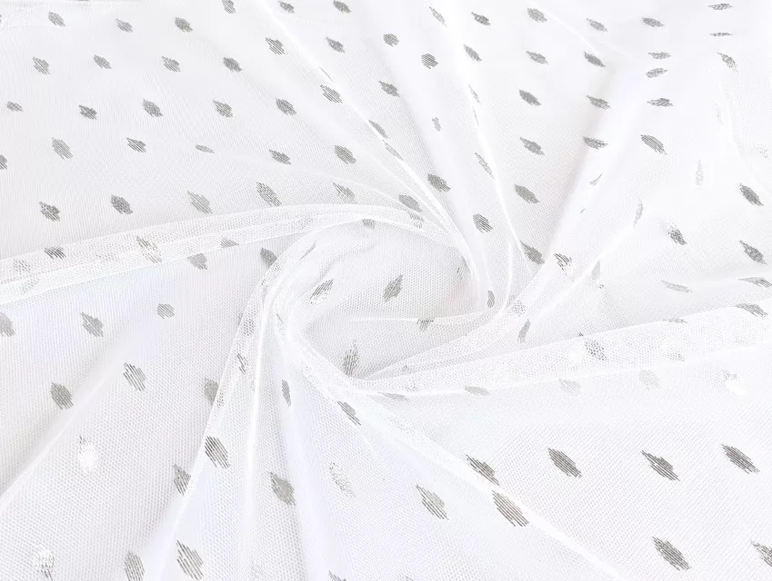 Сітка стрейч уцінка (текстильний недолік), срібло на білому - фото 1 - інтернет-магазин tkani-atlas.com.ua