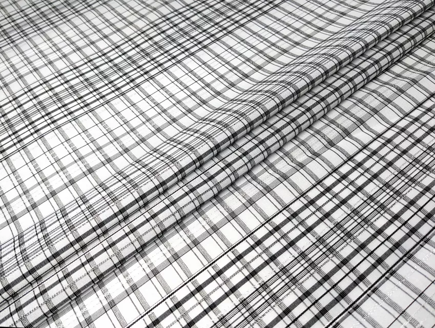 Бенгалин блузочный клетка, серый с белым - фото 1 - интернет-магазин tkani-atlas.com.ua