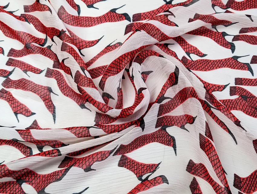 Шифон туфельки, червоний на молочному - фото 1 - інтернет-магазин tkani-atlas.com.ua