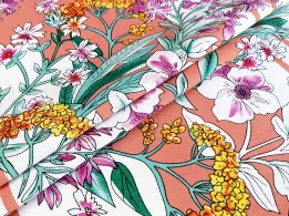 Коттон сатин принт вечерние цветы, белый - интернет-магазин tkani-atlas.com.ua