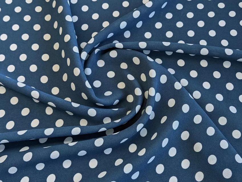 Креп Шері горох 10 мм, джинсовий синій - фото 1 - інтернет-магазин tkani-atlas.com.ua